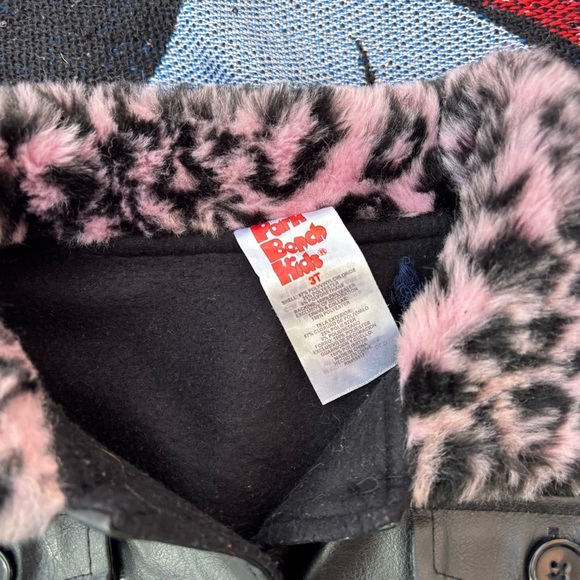 VINTAGE PARK BENCH KIDS BLACK LEOPARD FUR KITTY PATCH JACKET SIZE 3T - Picture 7 of 7